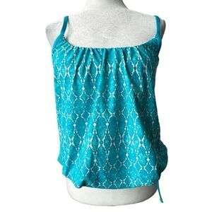 Ocean Avenue Swimwear Tankini Turquoise Blue White SZ M